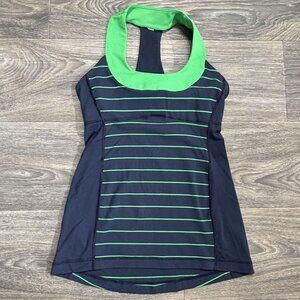 Lululemon Scoop Neck Tank Size 6-8 Stripe Inkwell Green Bean Inkwell W1C28S